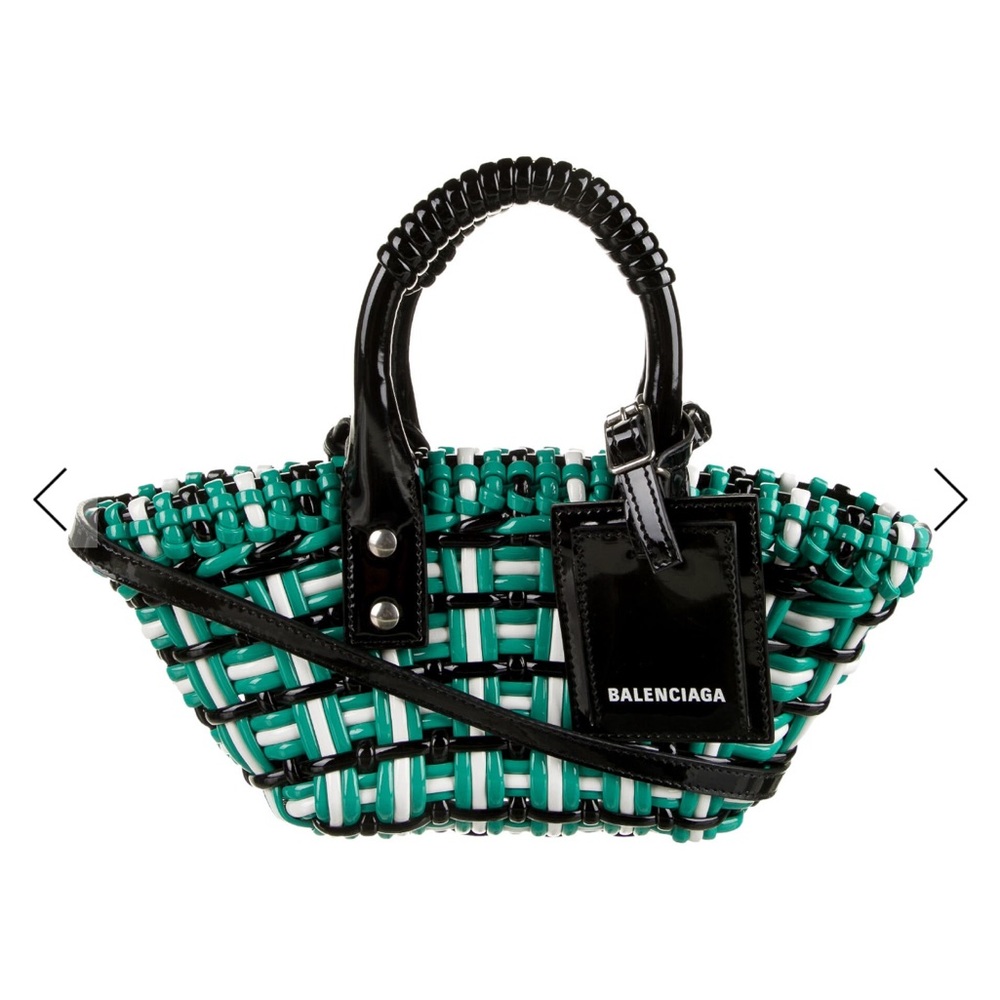 Balenciaga Green, White & Black Woven Tote - Picture 8 of 8